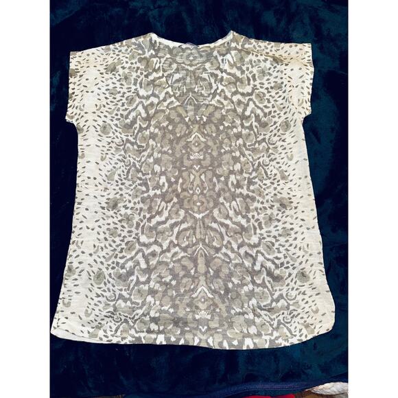 VINTAGE CULLEN GRAY LEOPARD ANIMAL PRINT DRAPEY VISCOSE TEE - Picture 1 of 5